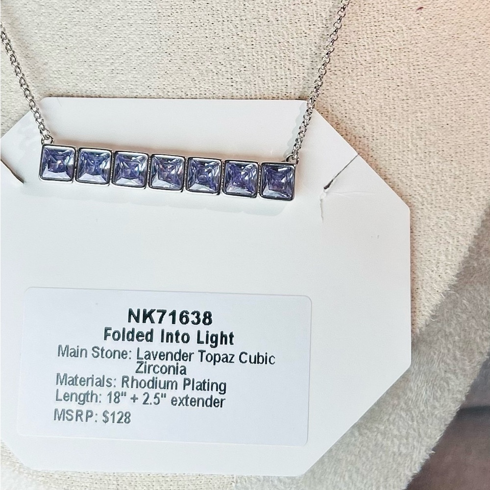Bomb Party Lavender Topaz Cubic Zirconia Necklace on Rhodium NK71638